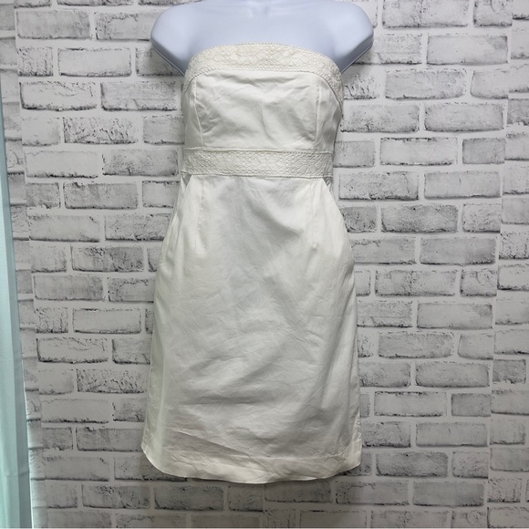 New York & Company Dresses & Skirts - New York & Company White Strapless Lace Detail Pockets, Mini Dress 2